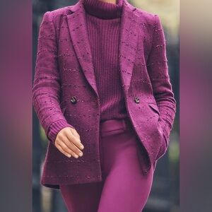 NWT Ann Taylor Textured Magenta Blazer jacket Sz 16